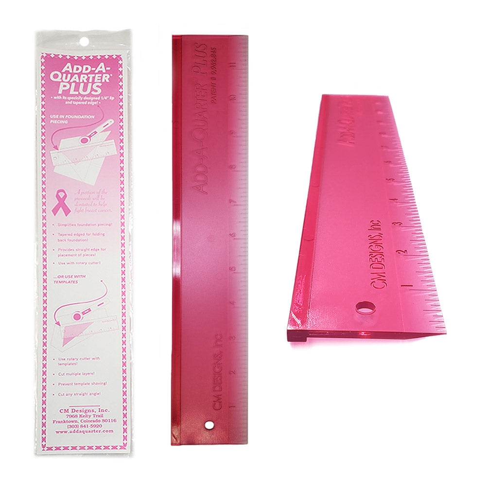 Pink Add-A-Quarter 1 in x 12 in Ruler 635105120126 Rulers & Templates